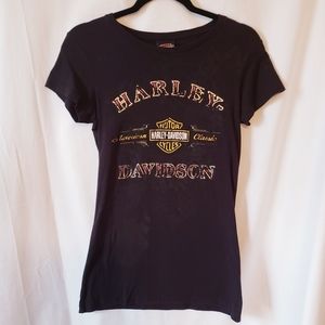 Y2K Style Harley Davidson Medium Black Babydoll